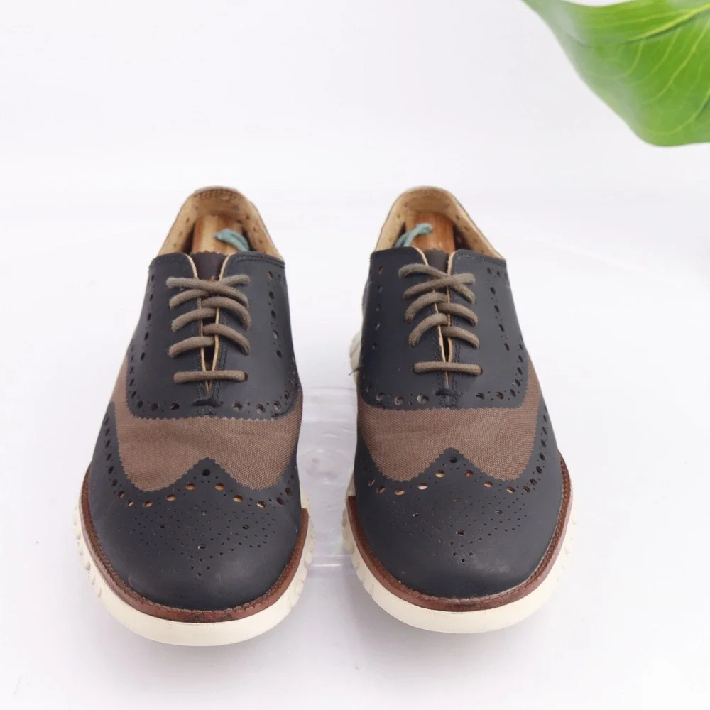 Cole Haan Mens Zerogrand OX Wingtip Oxfords Sneakers Size 8 Brown Black Shoes
